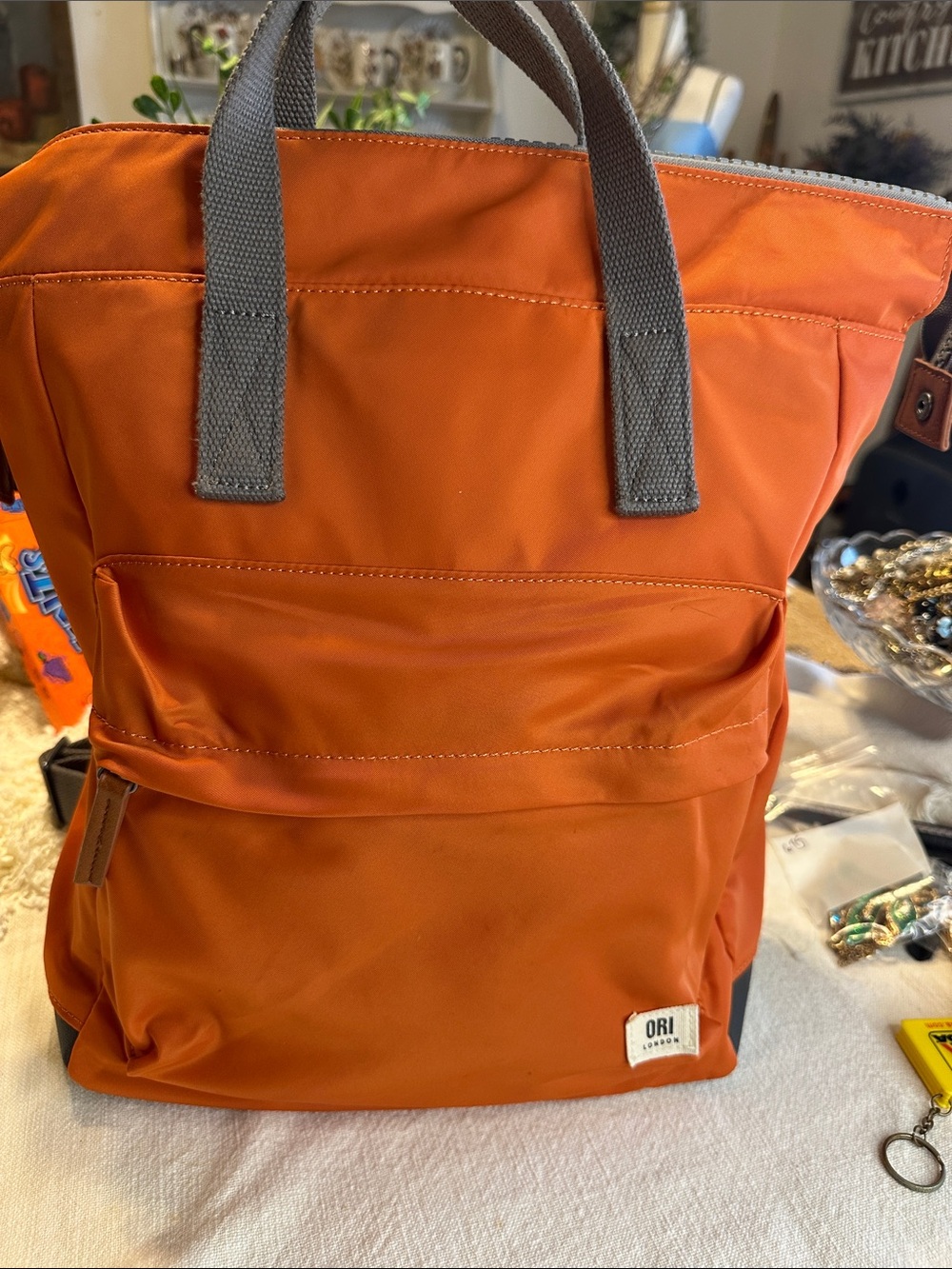 ORI LONDON backpack orange large 14x16 NWOT
